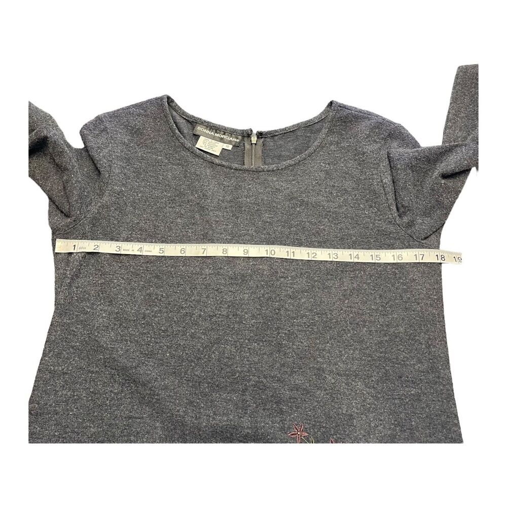 Donna Morgan A-Line Dress Women's 10 Gray Floral Stretch Back Zip Embroidered - Picture 4 of 7